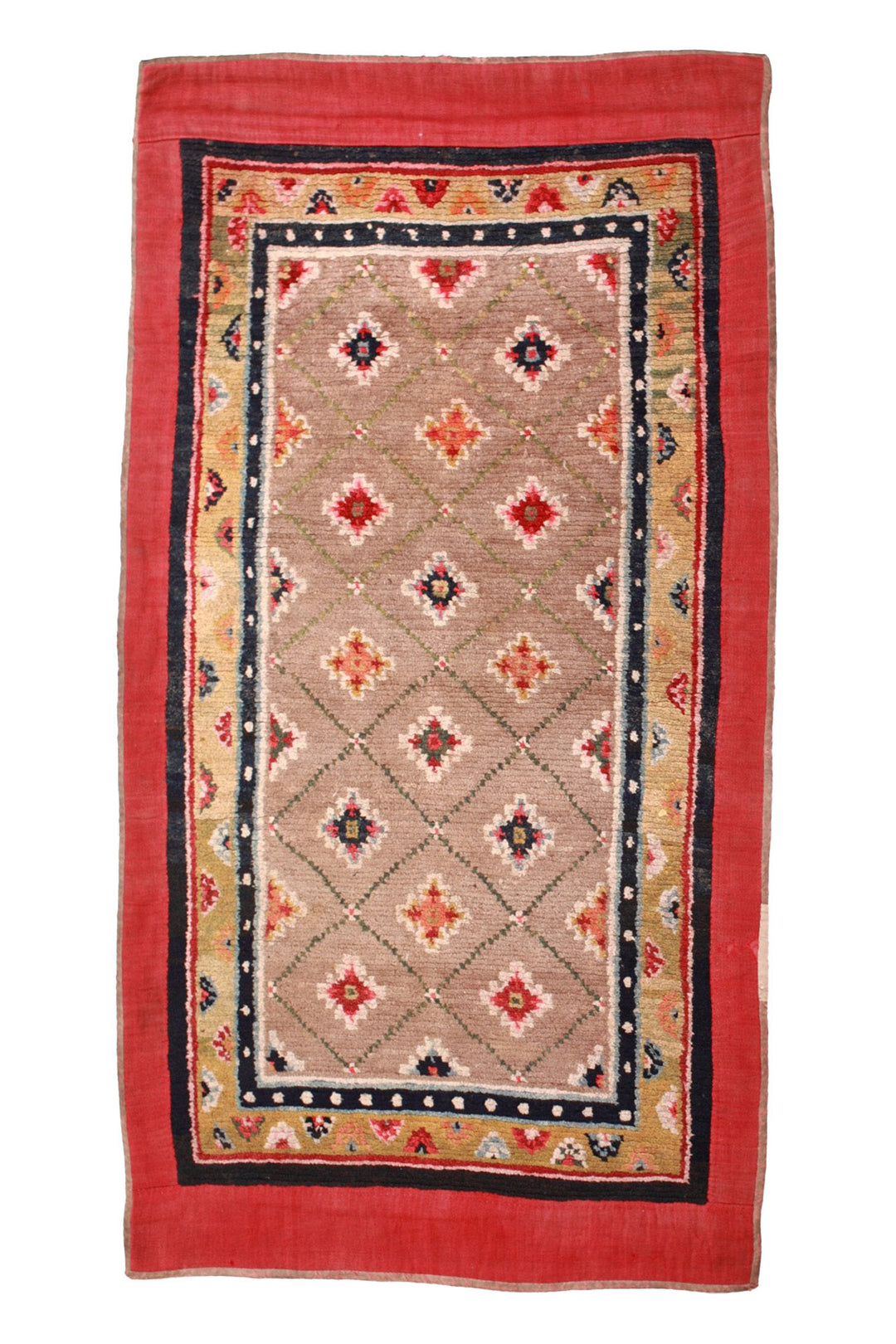 Hand-Knotted Tibetan Khaden Rug | Sand Diamond Sprigs | Front View