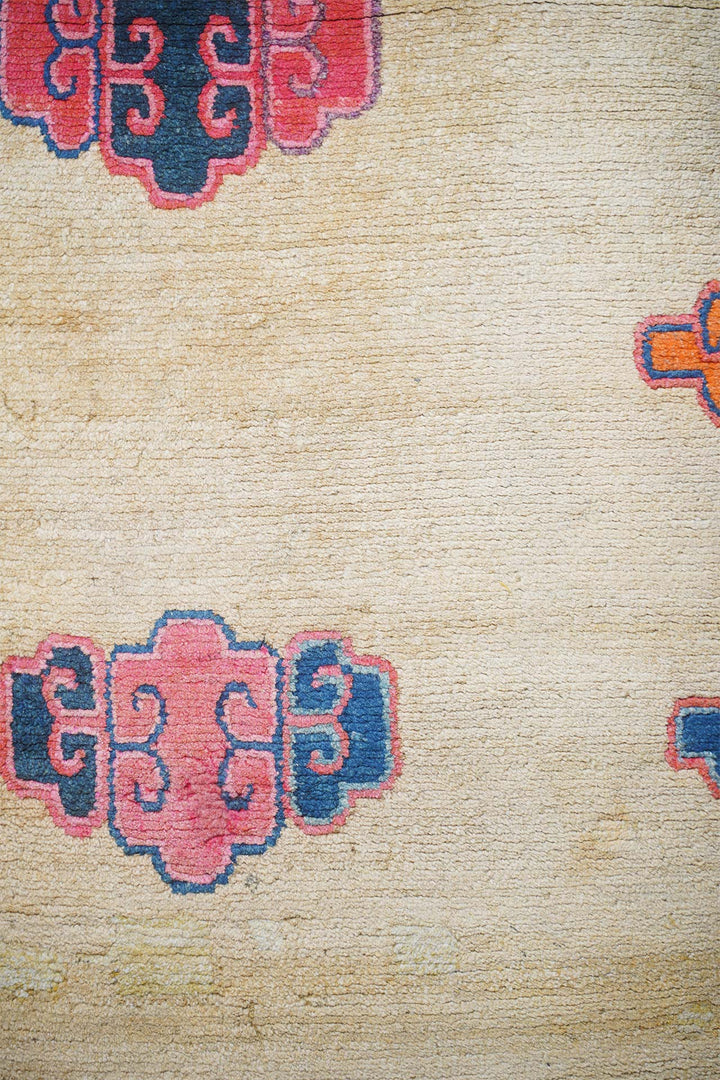 Hand-Knotted Tibetan Khaden Rug | Tamgha Cloud Motif Field | Detail View