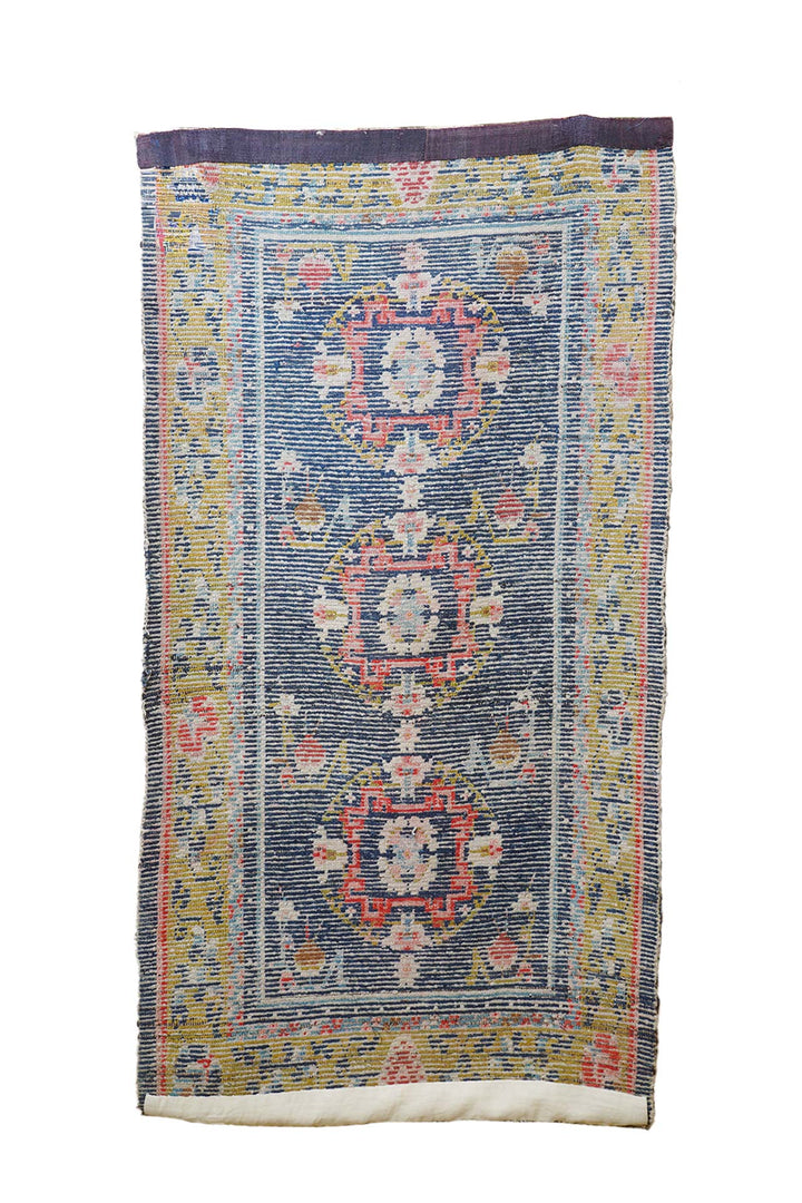Hand-Knotted Tibetan Khaden Rug | Triple Medallion Field | Back View