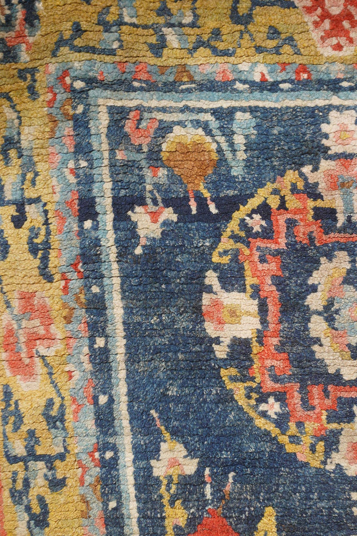 Hand-Knotted Tibetan Khaden Rug | Triple Medallion Field | Detail View