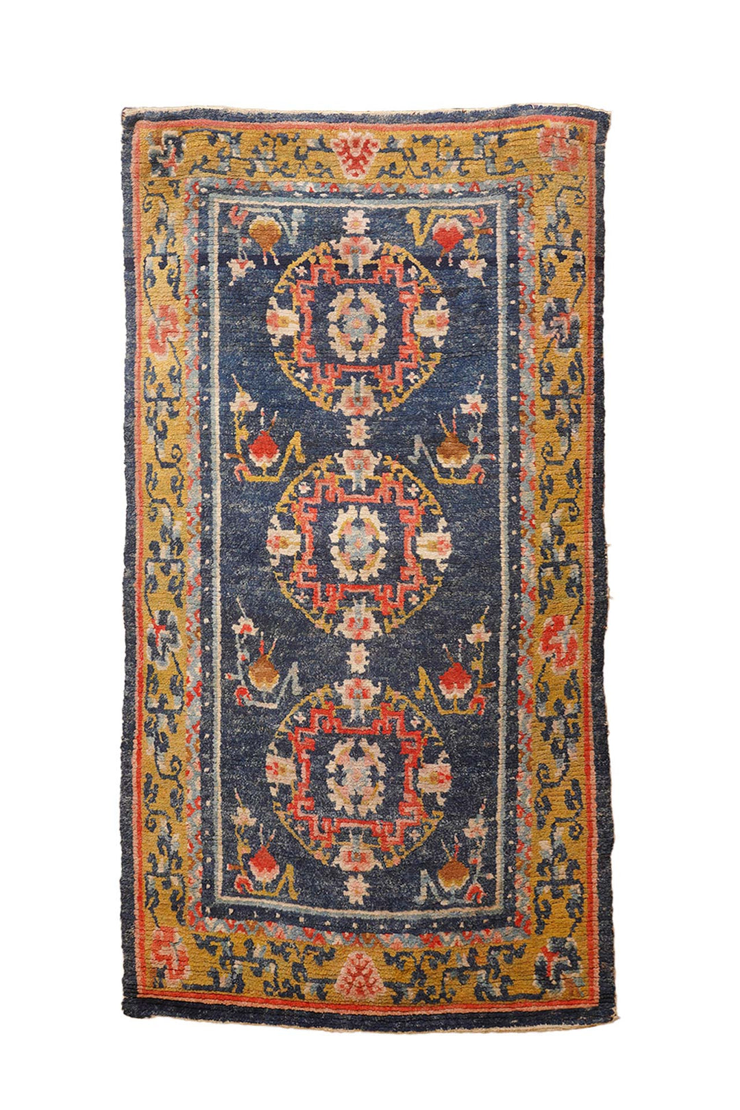 Hand-Knotted Tibetan Khaden Rug | Triple Medallion Field | Front View