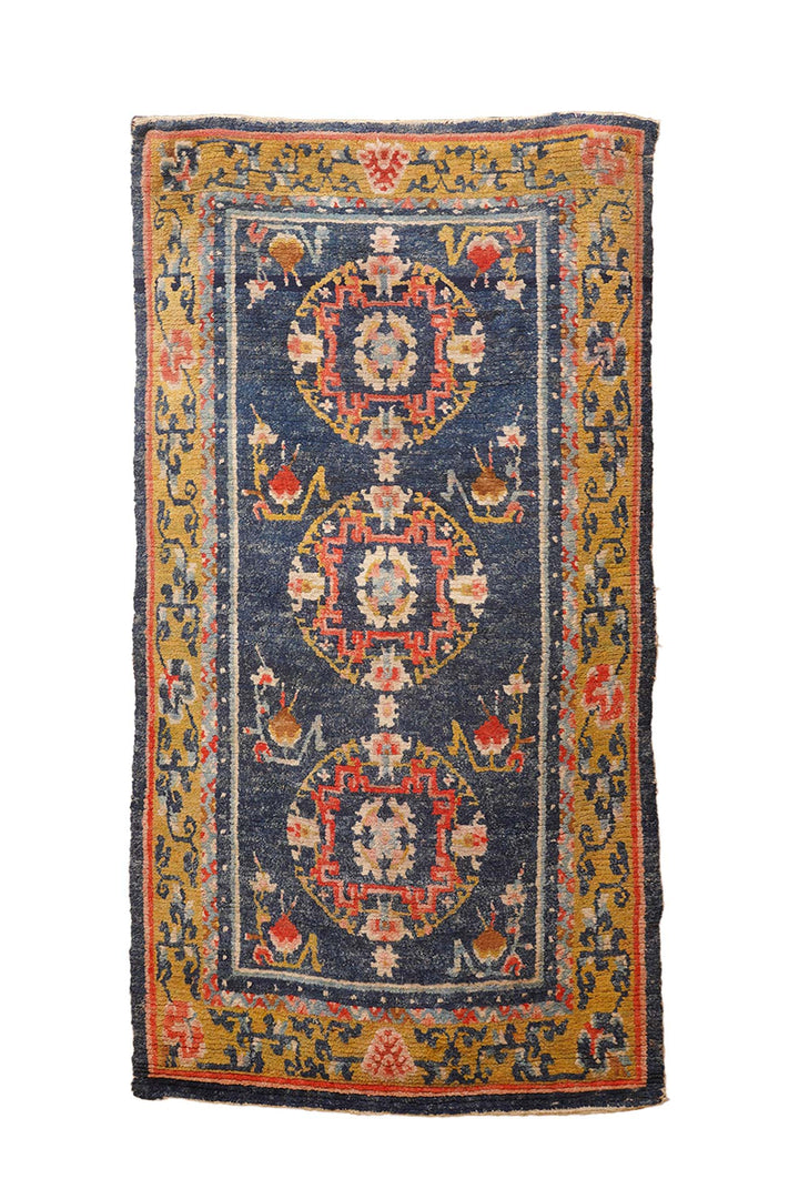 Hand-Knotted Tibetan Khaden Rug | Triple Medallion Field | Front View