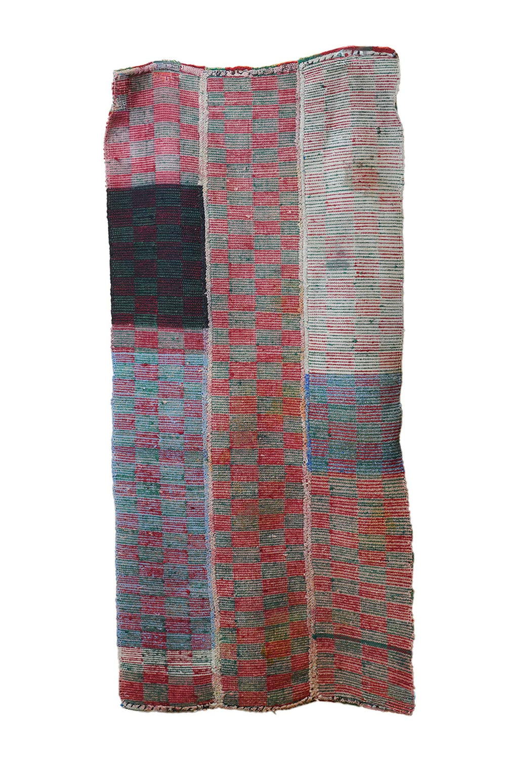 Hand-Knotted Tibetan Khaden Rug | Tsutruk Red Green Check | Back View