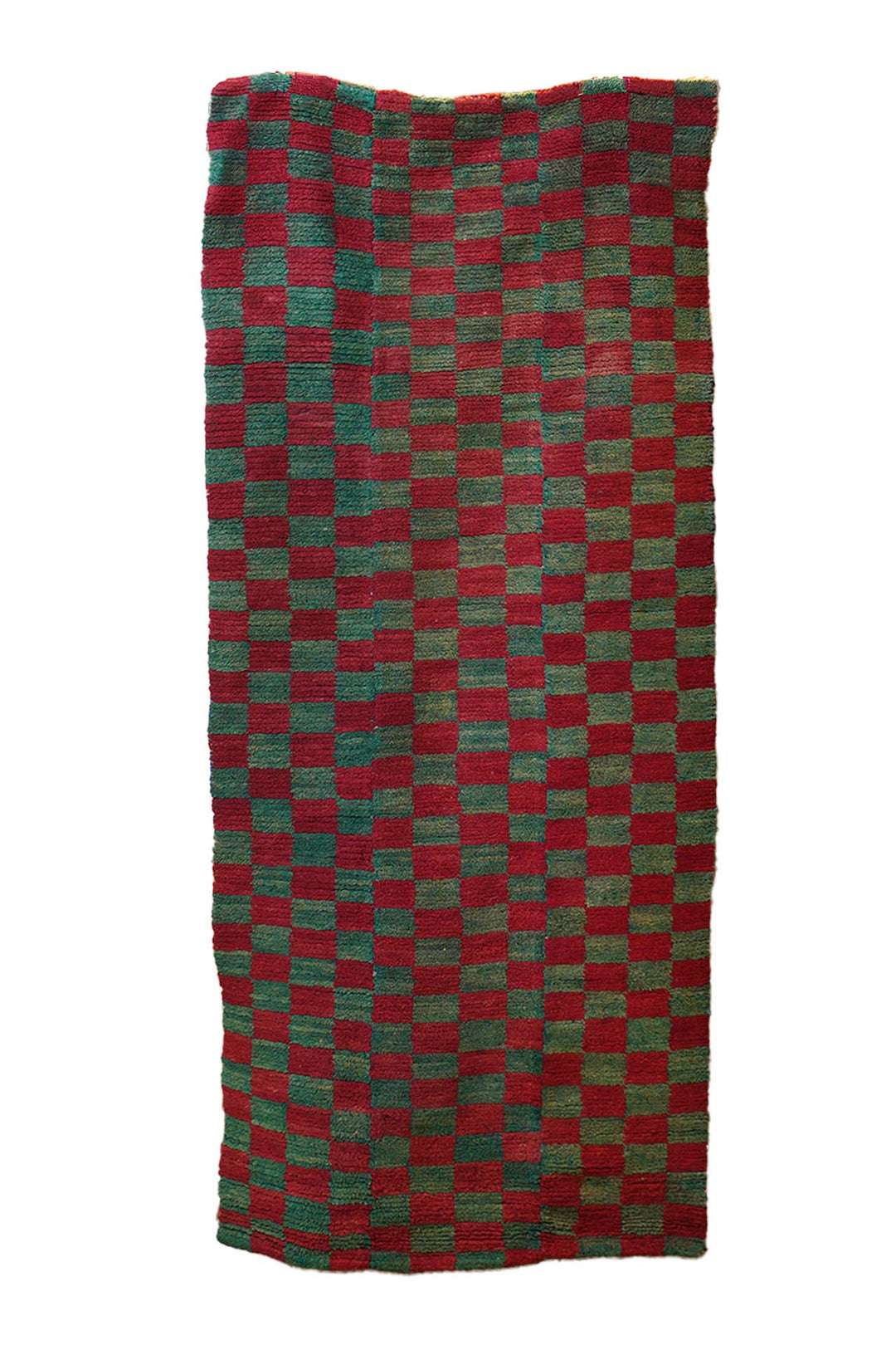 Hand-Knotted Tibetan Khaden Rug | Tsutruk Red Green Check | Front View