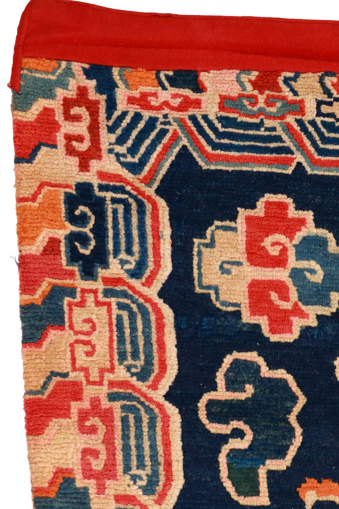 Hand-Knotted Tibetan Khaden Rug | Twin Dragon Motif with Cloud Collar Border | Detail View
