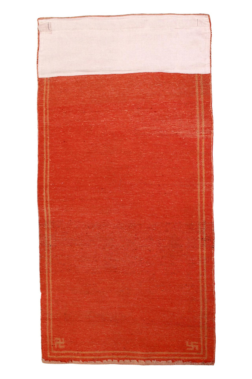 Hand-Knotted Tibetan Khaden Rug | Vermilion Corner Seals | Back View