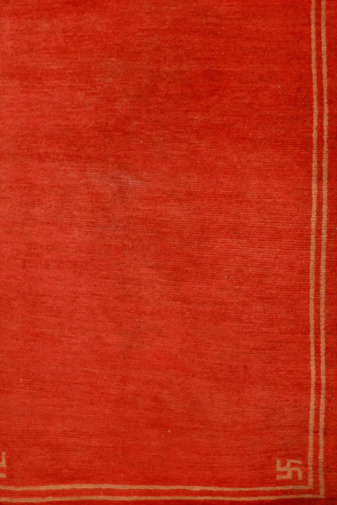 Hand-Knotted Tibetan Khaden Rug | Vermilion Corner Seals | Detail View