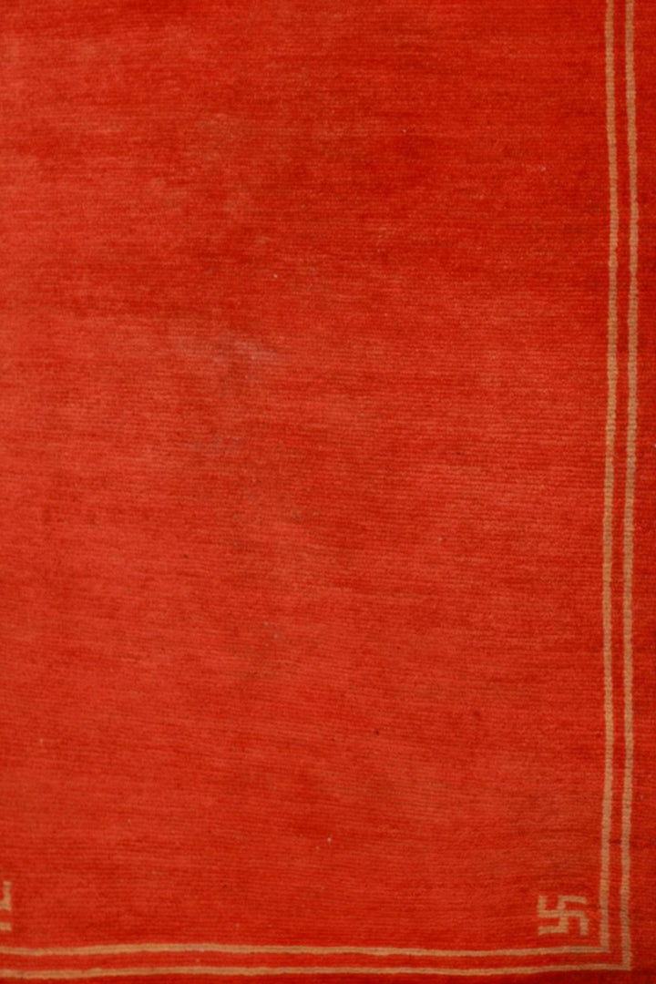 Hand-Knotted Tibetan Khaden Rug | Vermilion Corner Seals | Detail View