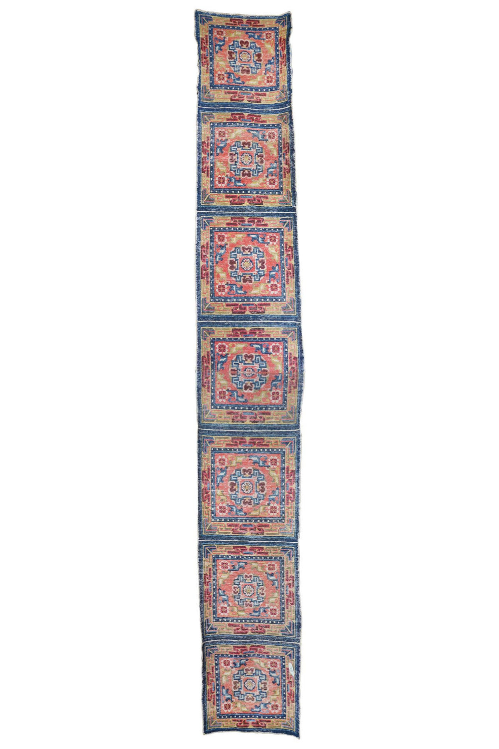 Hand-Knotted Tibetan Runner | Panel Medallion Corridor Design | Back View