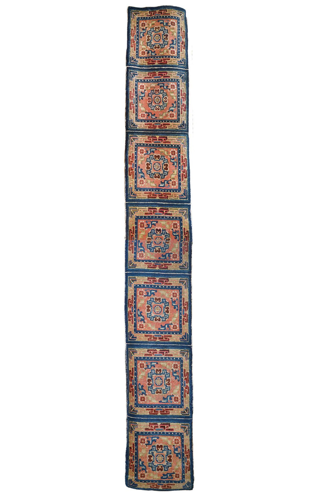 Hand-Knotted Tibetan Runner | Panel Medallion Corridor Design | Front View