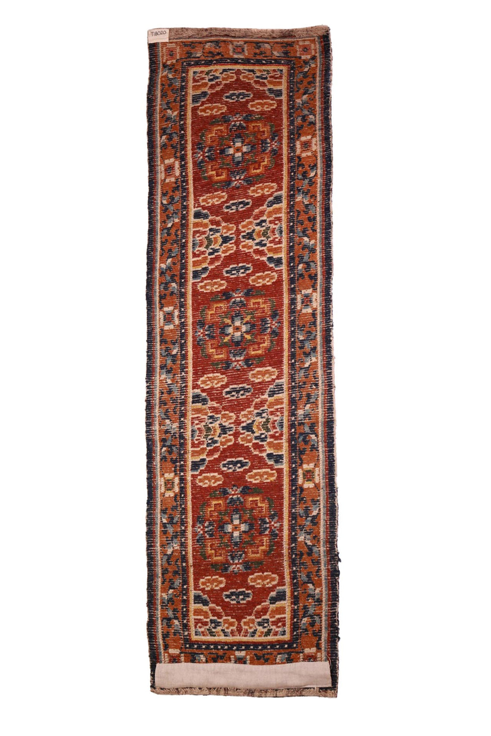 Hand-Knotted Tibetan Runner | Rust Cloud Trellis | Back View