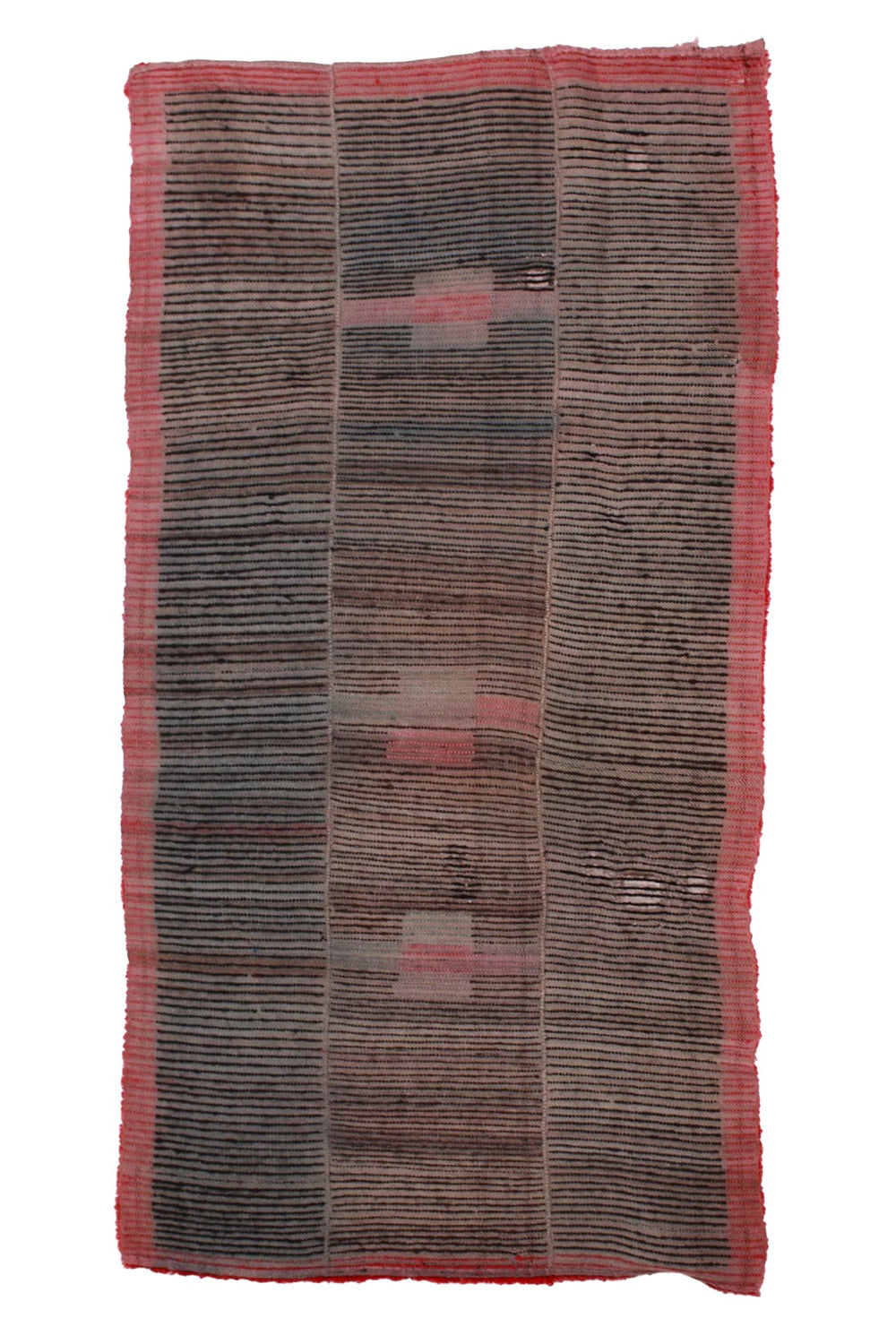 Hand-Knotted Tibetan Tsutruk Rug | Midnight Stripe Crosses | Back View