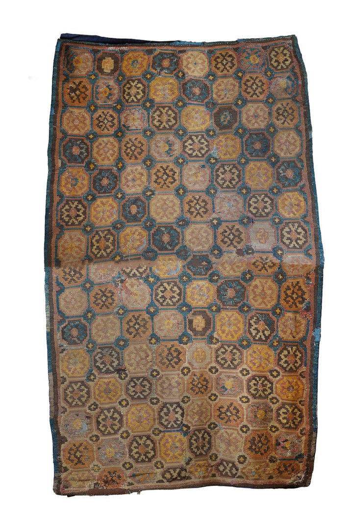 Khotan Kilim | Octagonal Compartment Abrash Terracotta | Front View