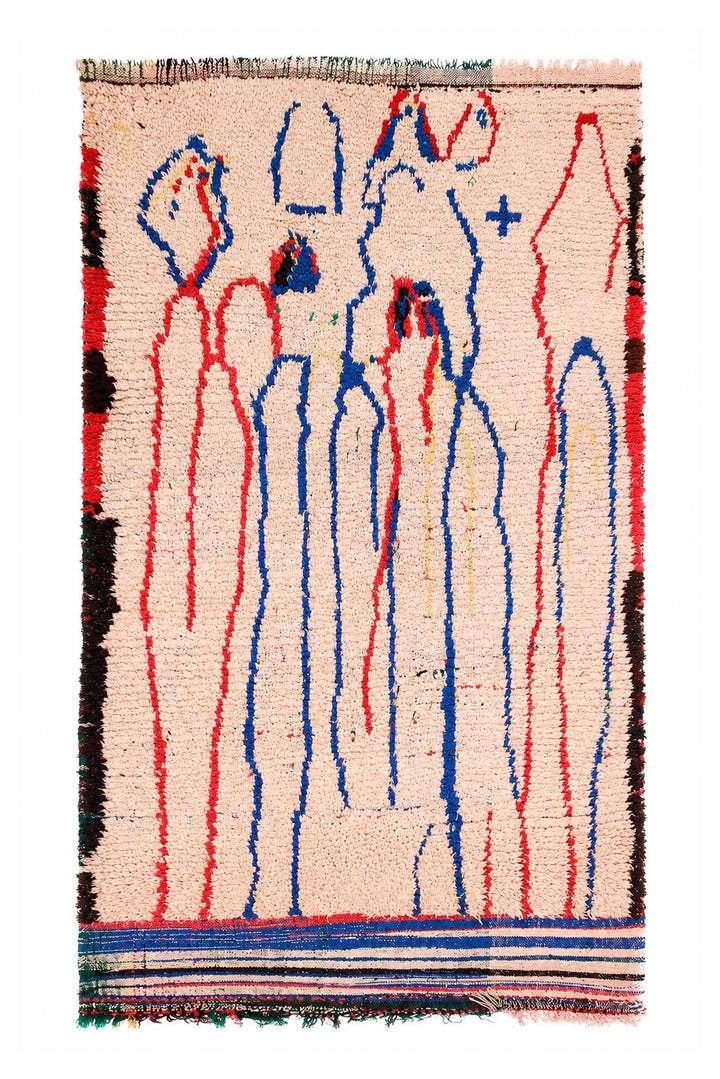 Moroccan Rug | Berber Calligraphic Linear Field | Front View