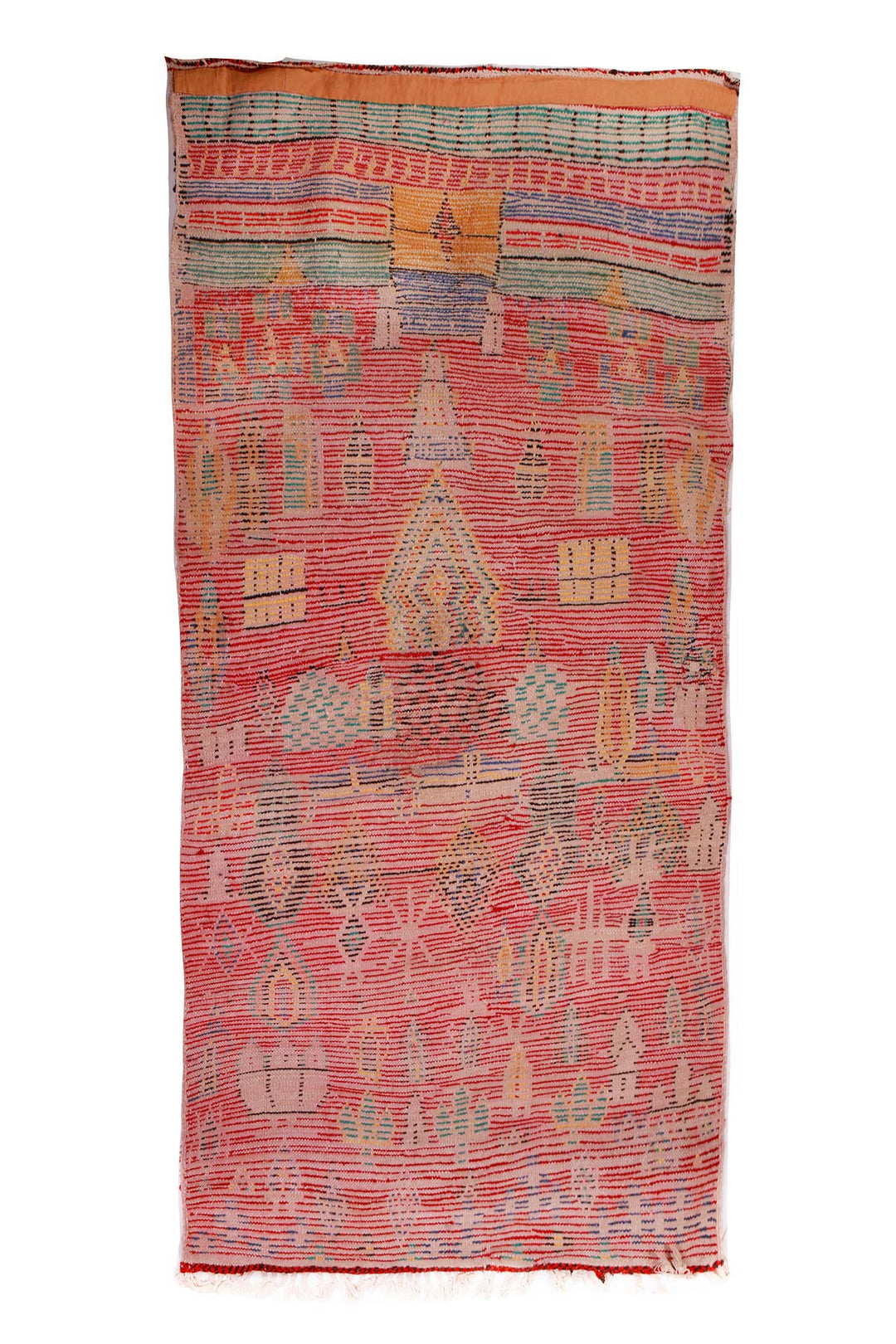 Moroccan Rug | Berber Red Geometric Talisman Tapestry | Back View