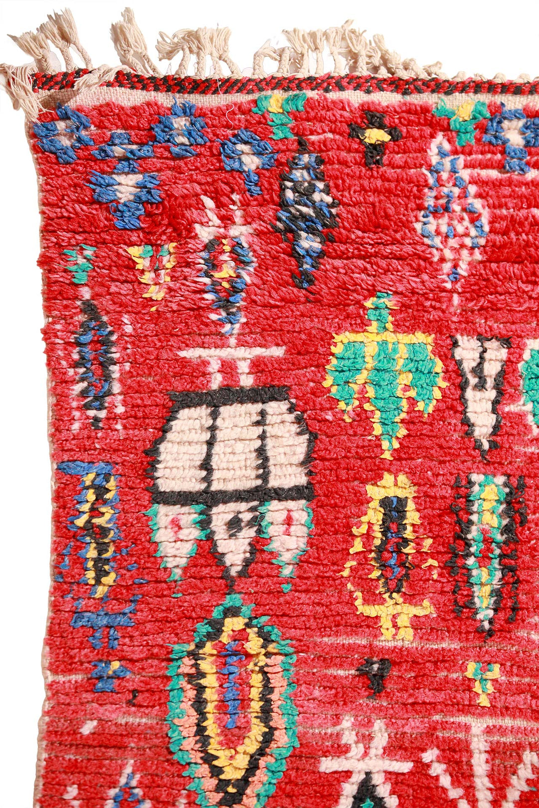 Moroccan Rug | Berber Red Geometric Talisman Tapestry | Detail View