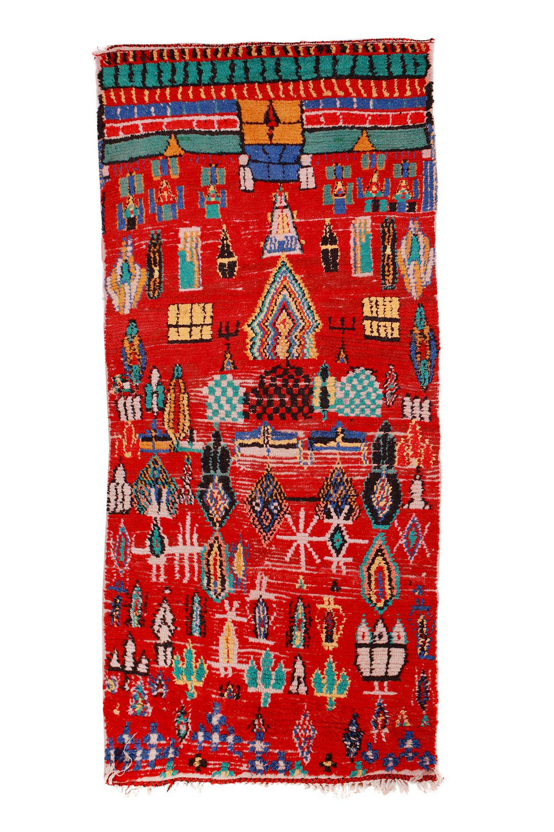 Moroccan Rug | Berber Red Geometric Talisman Tapestry | Front View