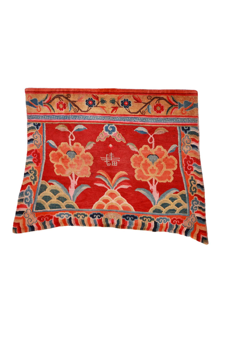 Tibetan Horse Blanket | Auspicious Tree &amp; Longevity Motif | Front View