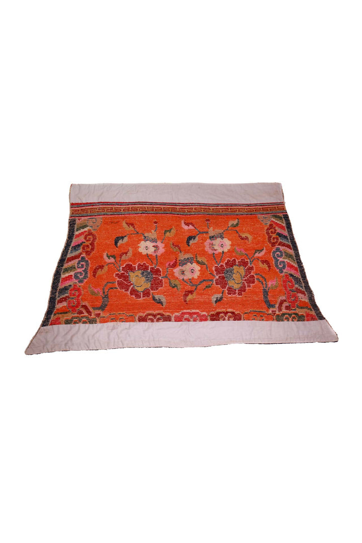 Tibetan Horse Blanket | Cinnabar Floral Scrolls | Back View