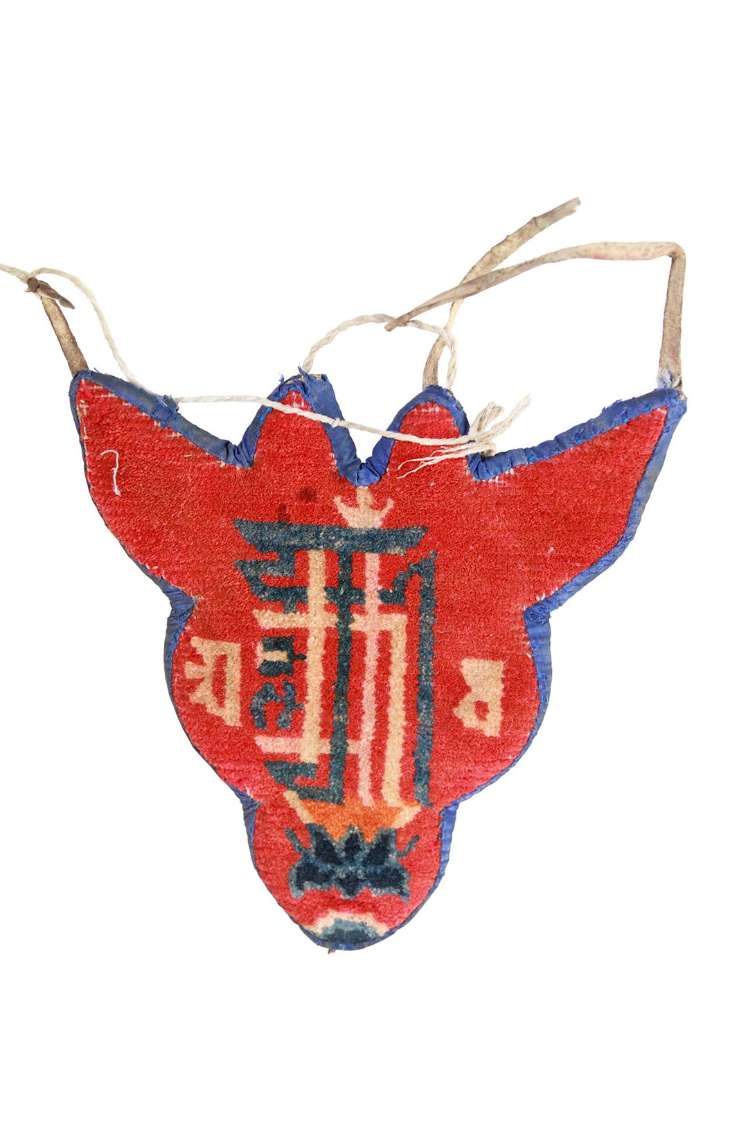 Tibetan Horse Mask Takyab | Cinnabar Mantra Script Pillar | Front View