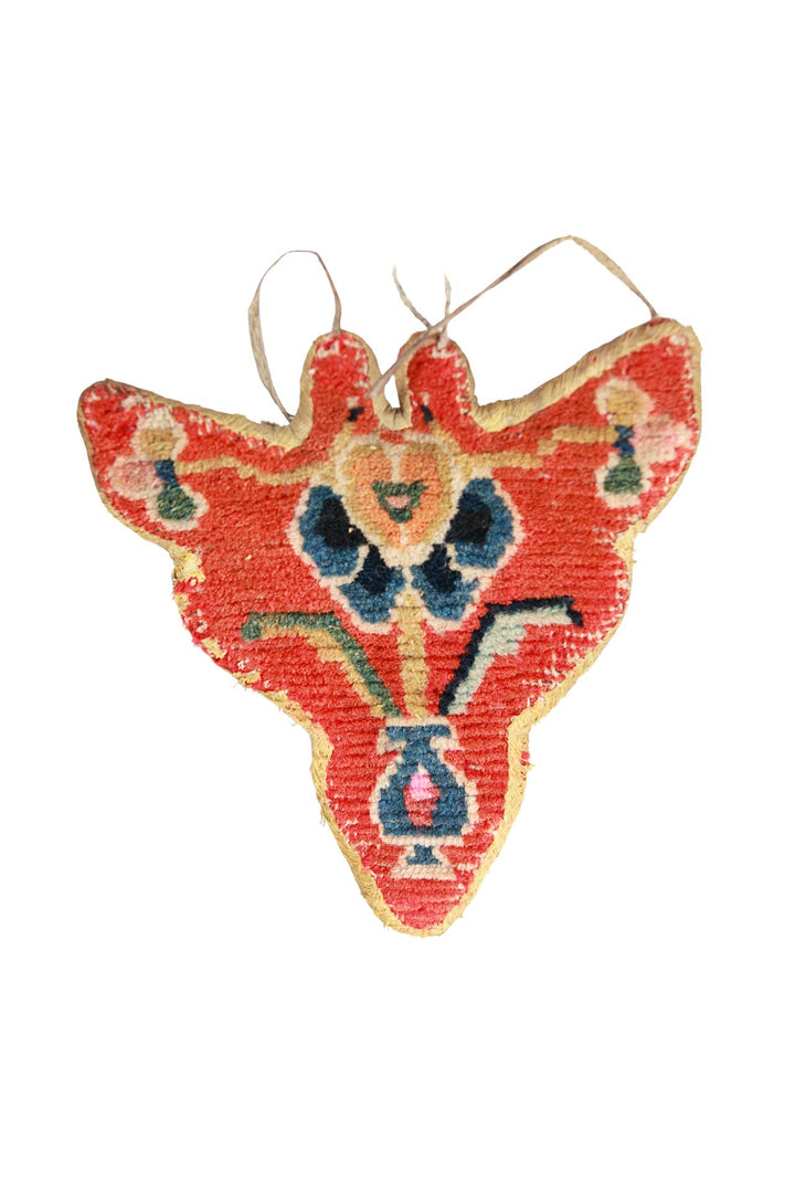 Tibetan Horse Mask Takyab | Coral Floral Vase | Front View