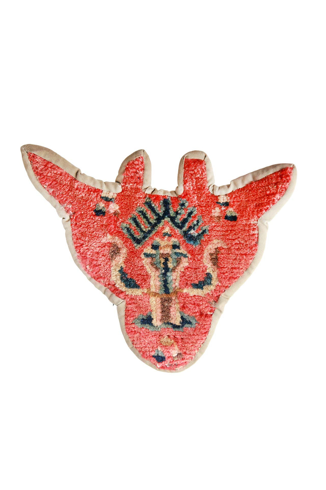 Tibetan Horse Mask Takyab | Coral Lungta Wind Horse | Front View