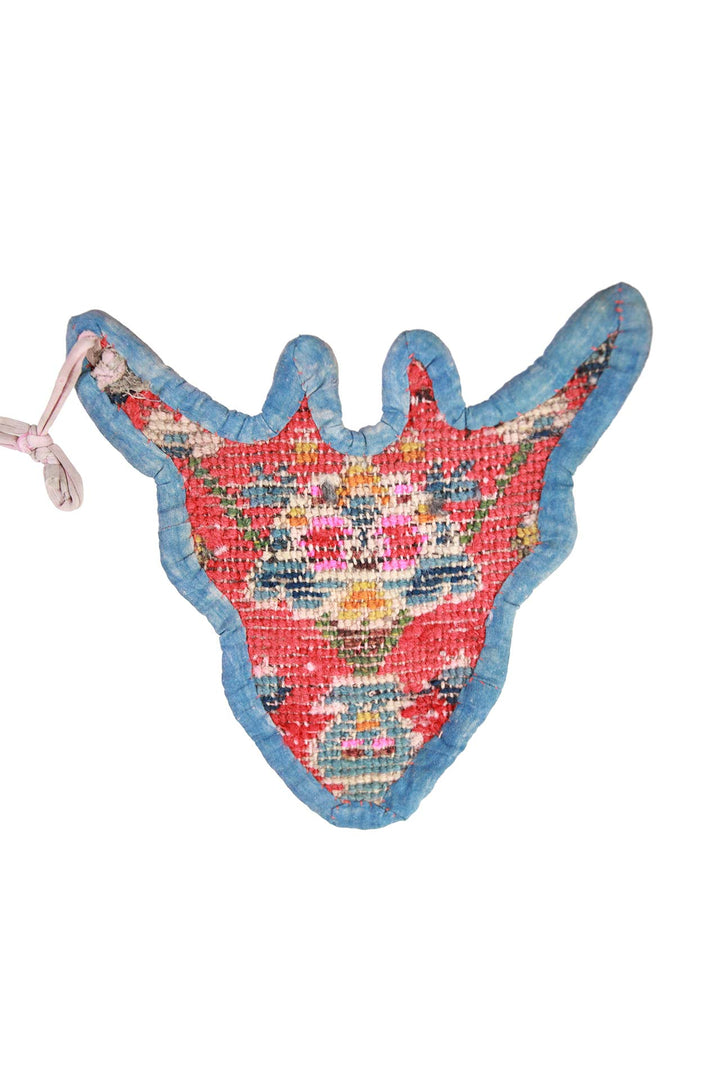 Tibetan Horse Mask Takyab | Crimson Turkman Lotus Bloom | Back View
