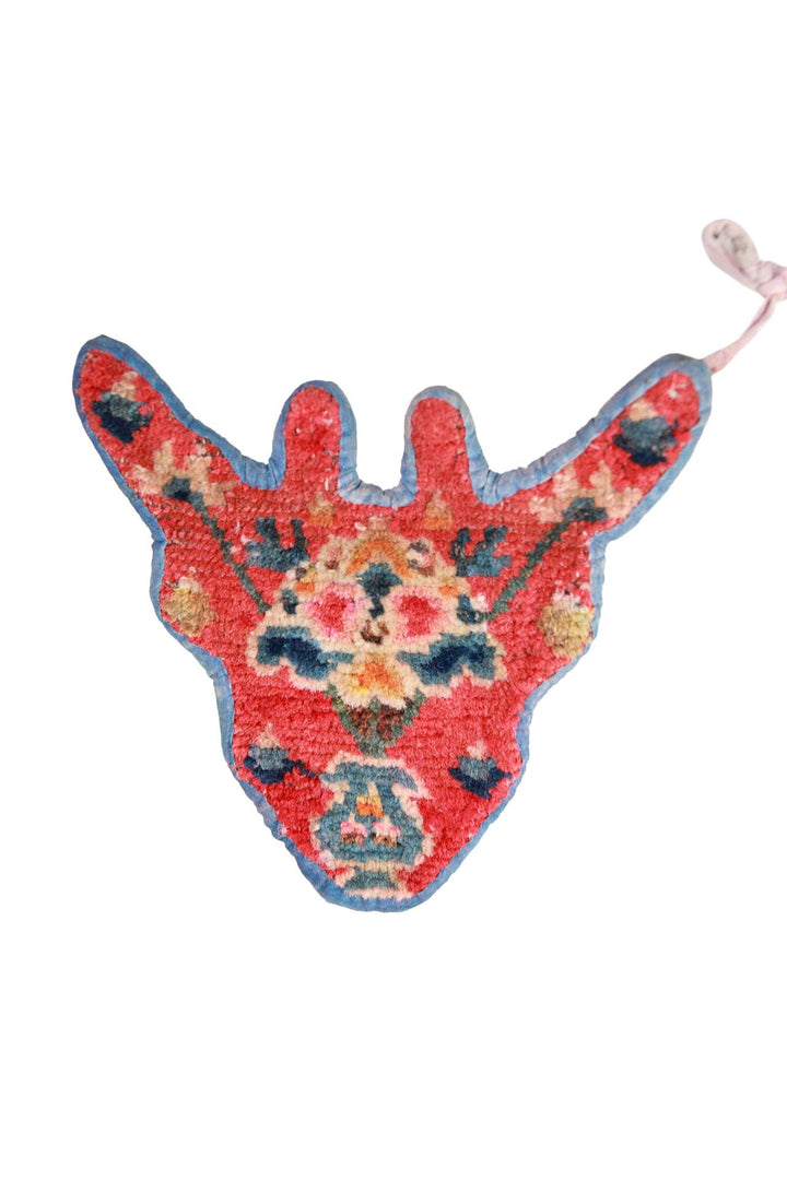 Tibetan Horse Mask Takyab | Crimson Turkman Lotus Bloom | Front View