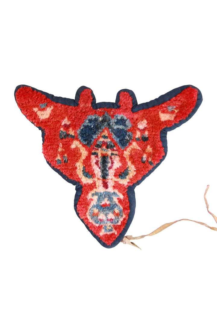 Tibetan Horse Mask Takyab | Indigo Border Ritual Form | Front View