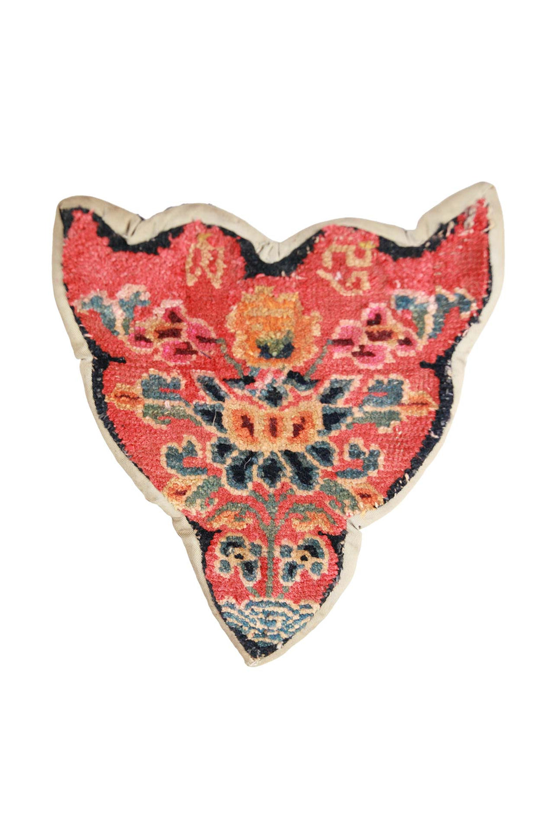 Tibetan Horse Mask Takyab | Soft Cinnabar Ornamental Bloom | Front View