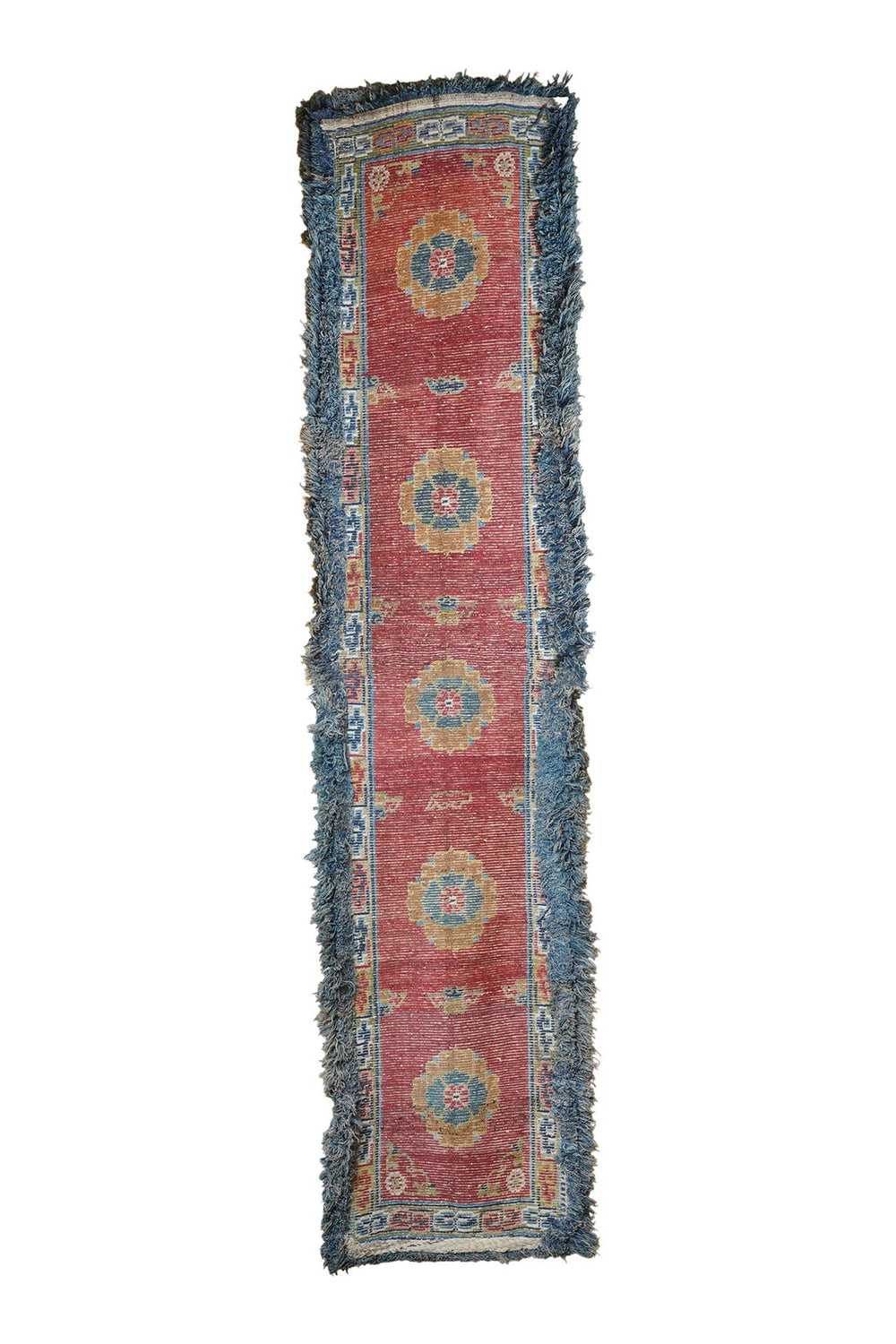 Tibetan Monastery Runner | Floral Roundel Field | Back View