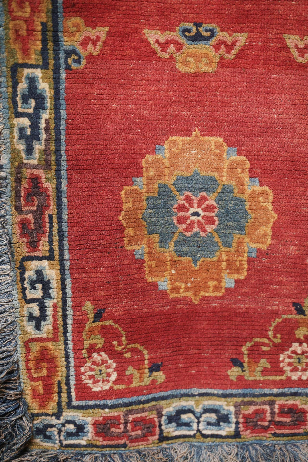 Tibetan Monastery Runner | Floral Roundel Field | Detail View