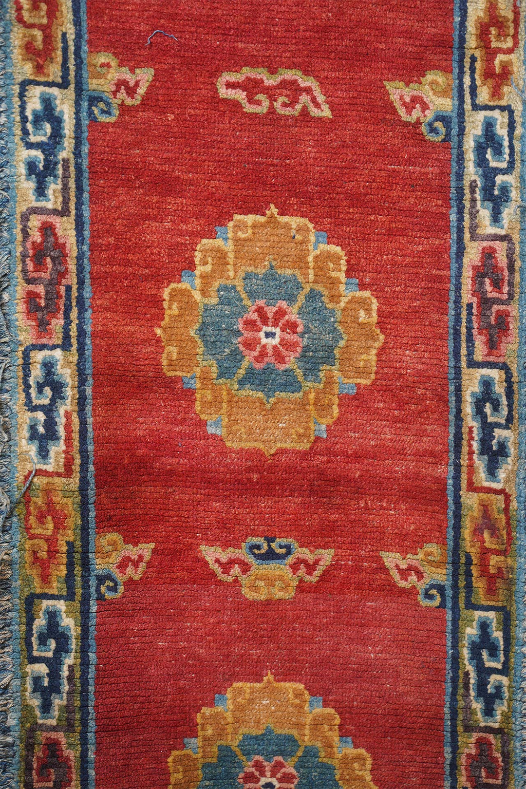 Tibetan Monastery Runner | Floral Roundel Field | Detail View