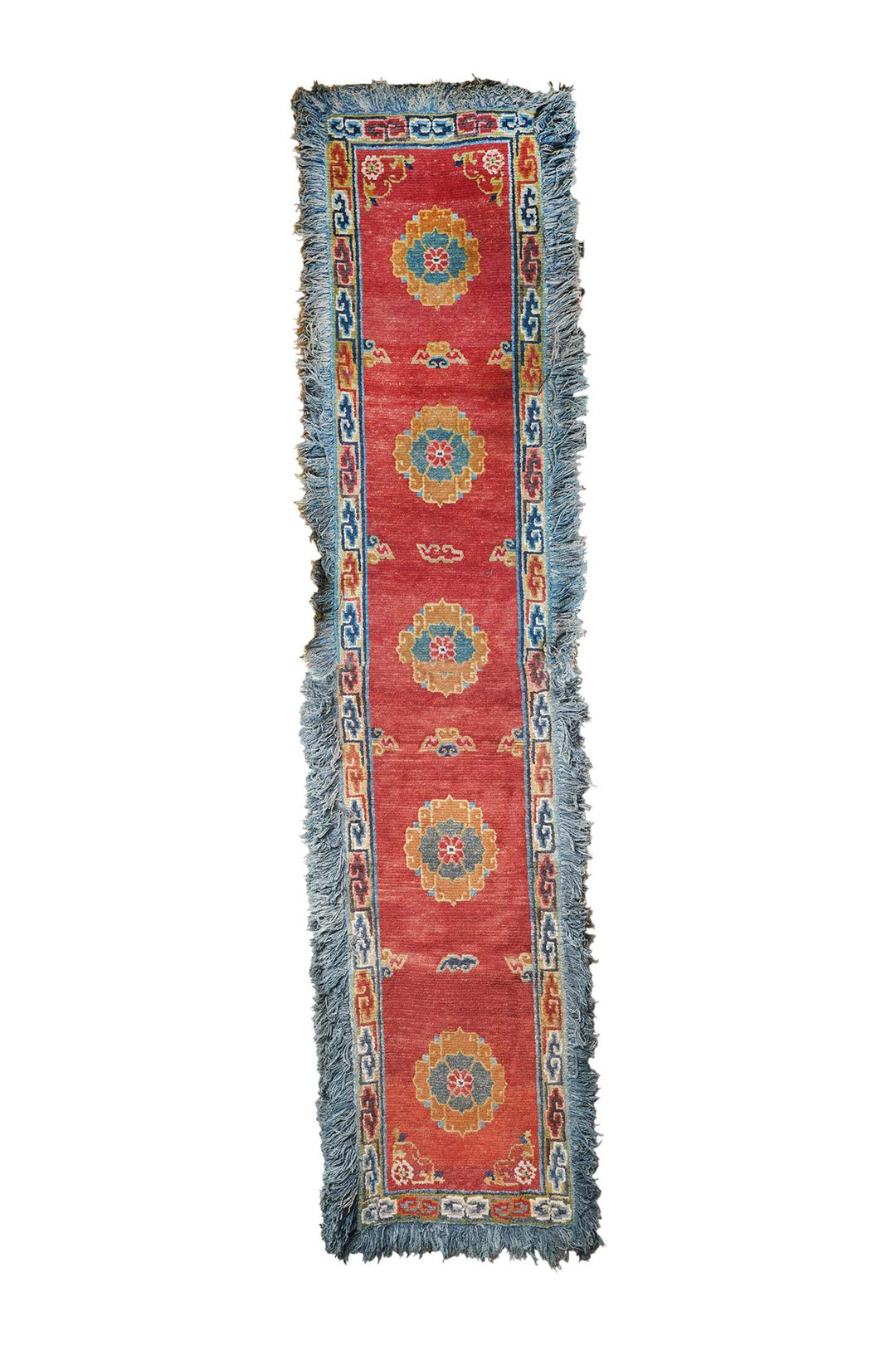 Tibetan Monastery Runner | Floral Roundel Field | Front View