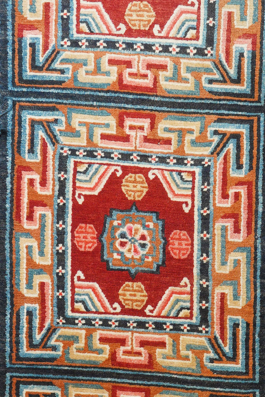Tibetan Monastery Runner | Greek Key Panel Design | Detail View