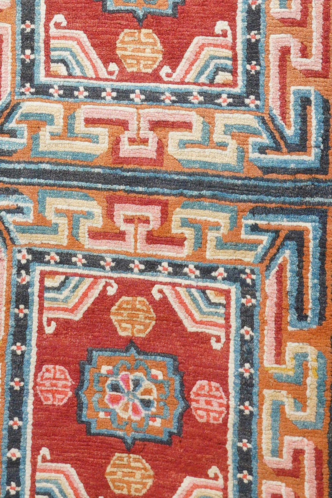 Tibetan Monastery Runner | Greek Key Panel Design | Detail View