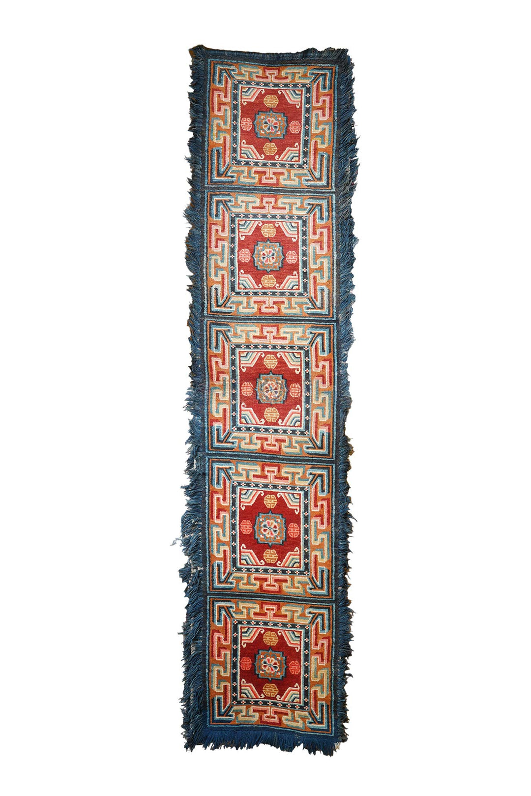 Tibetan Monastery Runner | Greek Key Panel Design | Front View