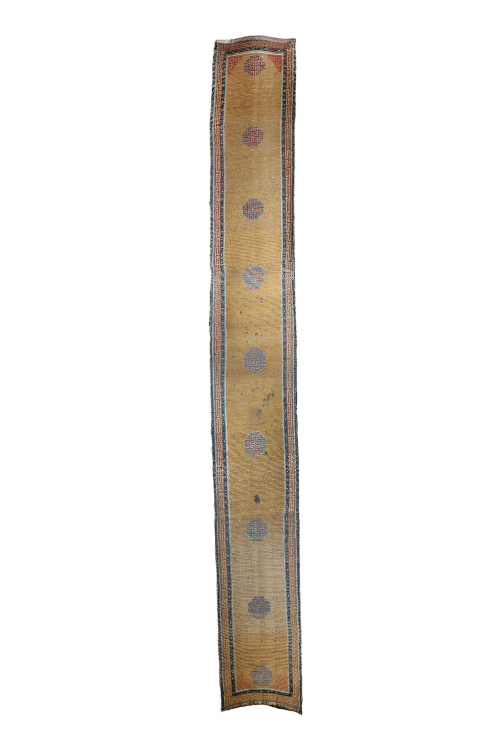 Tibetan Monastery Runner | Minimalist Roundel Field | Back View