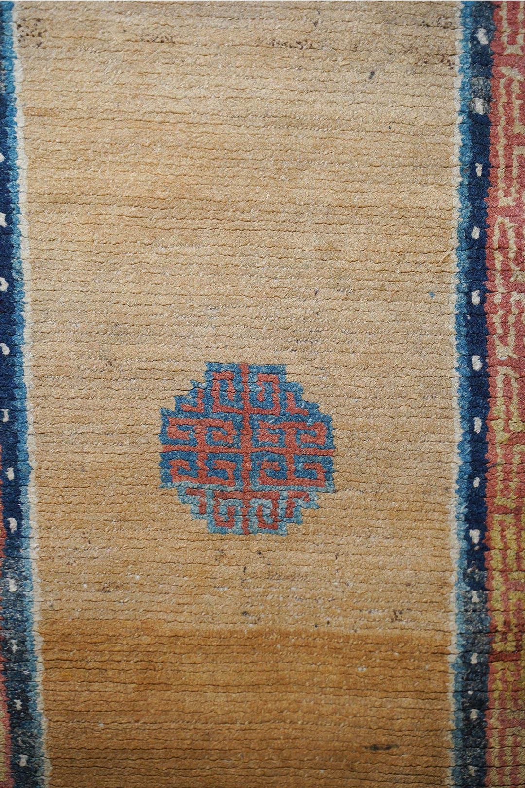 Tibetan Monastery Runner | Minimalist Roundel Field | Detail View