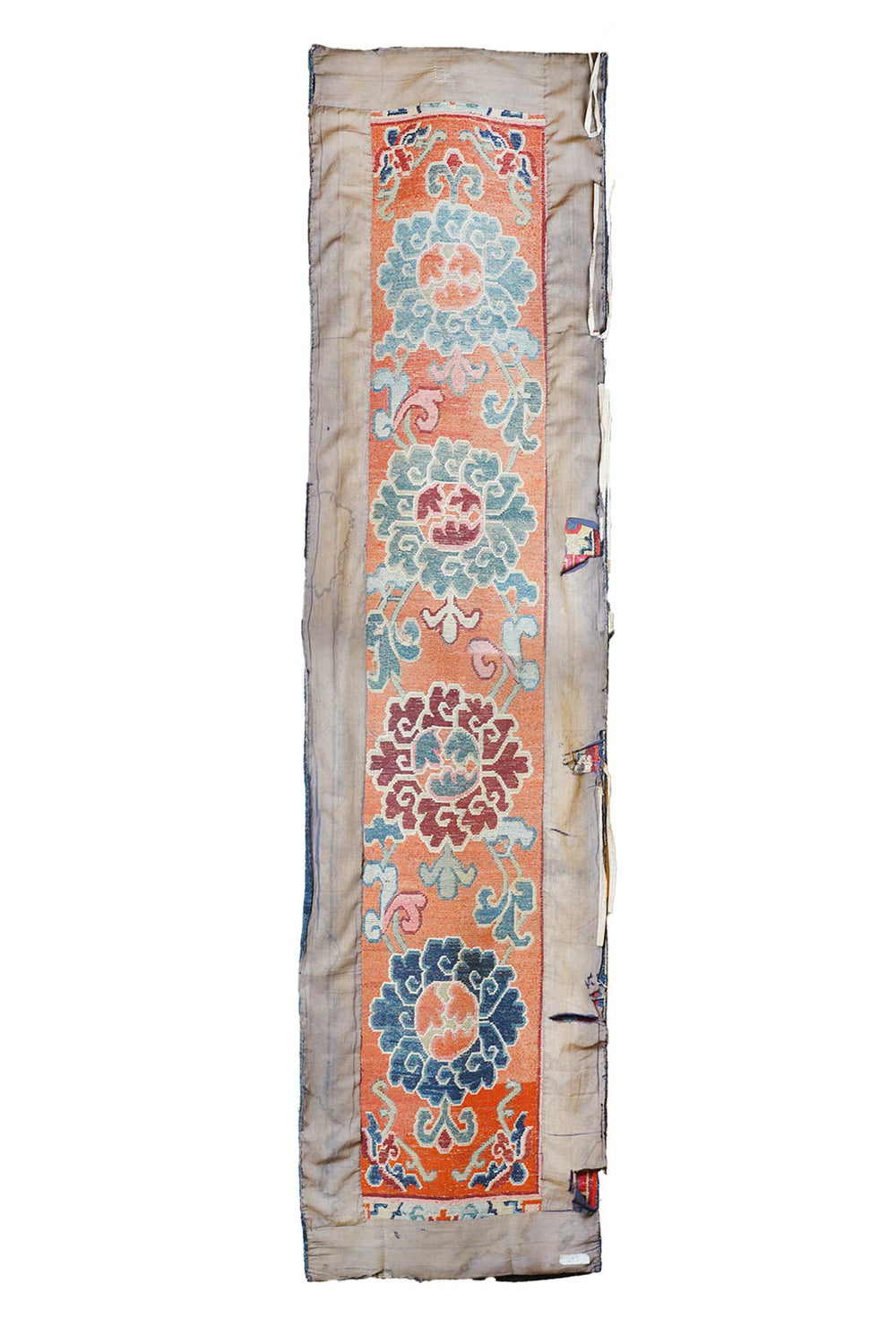 Tibetan Monastery Runner | Peony Medallion Field | Back View