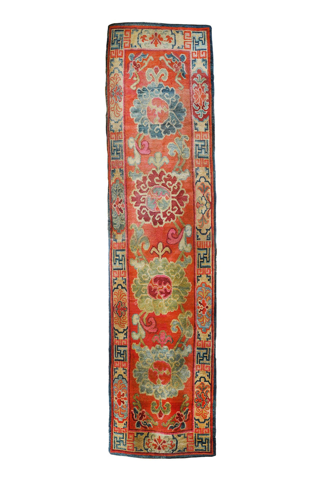 Tibetan Monastery Runner | Peony Medallion Field | Front View