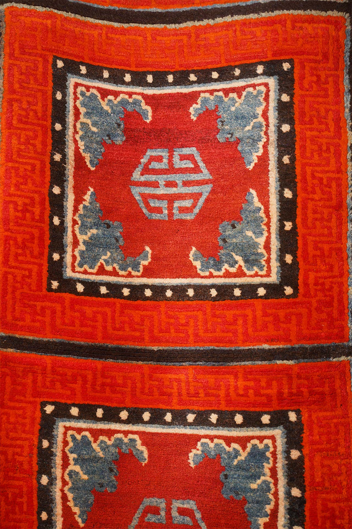 Tibetan Monastery Runner | Repeating Medallion Panels | Detail View