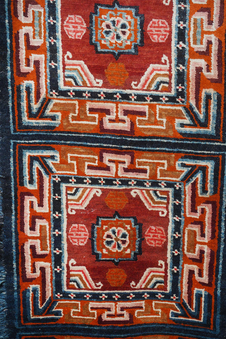 Tibetan Monastery Runner | Segmented Medallion Panels | Detail View