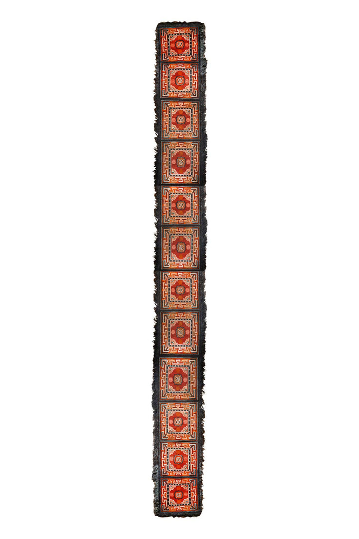 Tibetan Monastery Runner | Segmented Medallion Panels | Front View