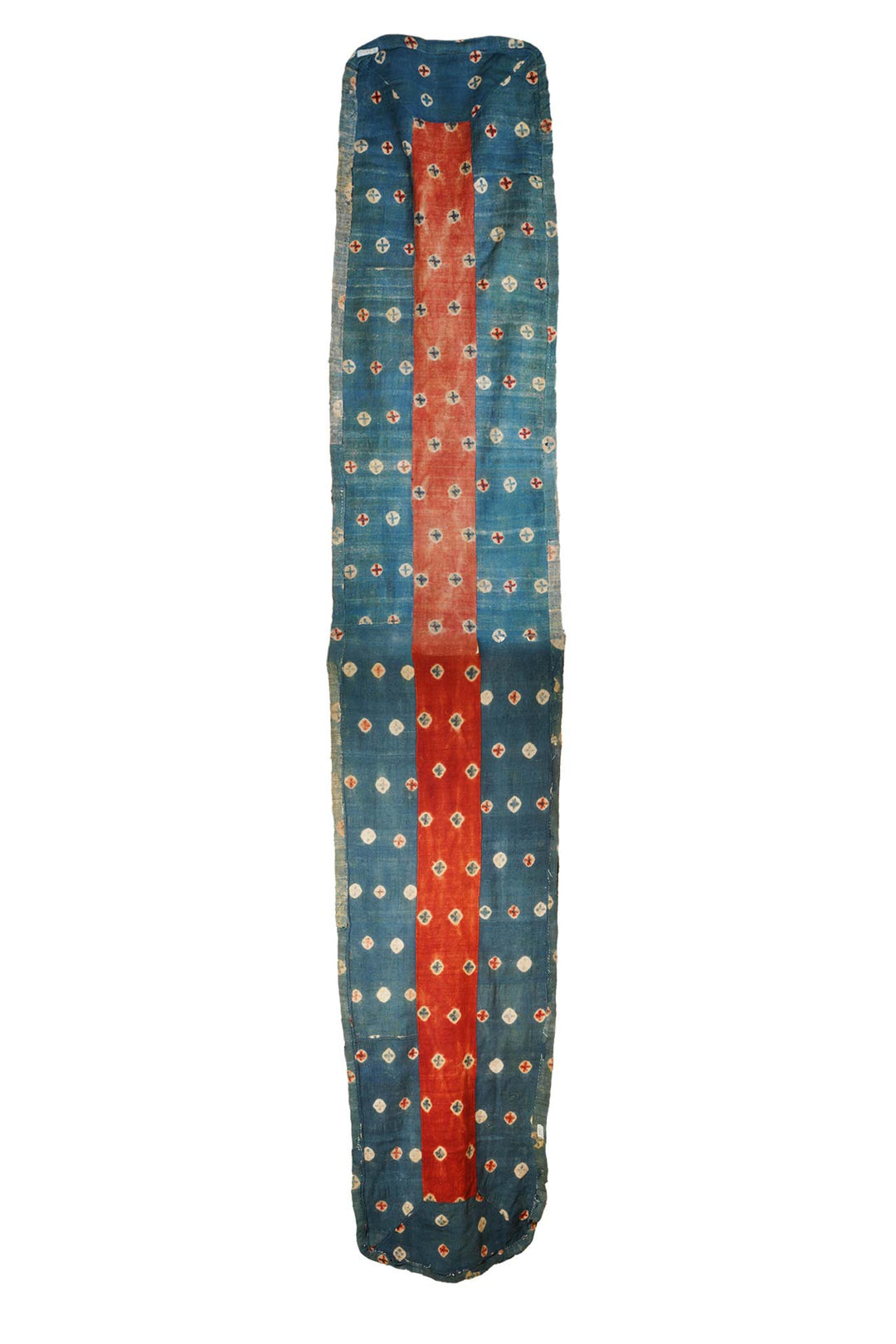 Tibetan Monastic Meditation Runner | Indigo &amp; Cinnabar Ritual Textile | Back View