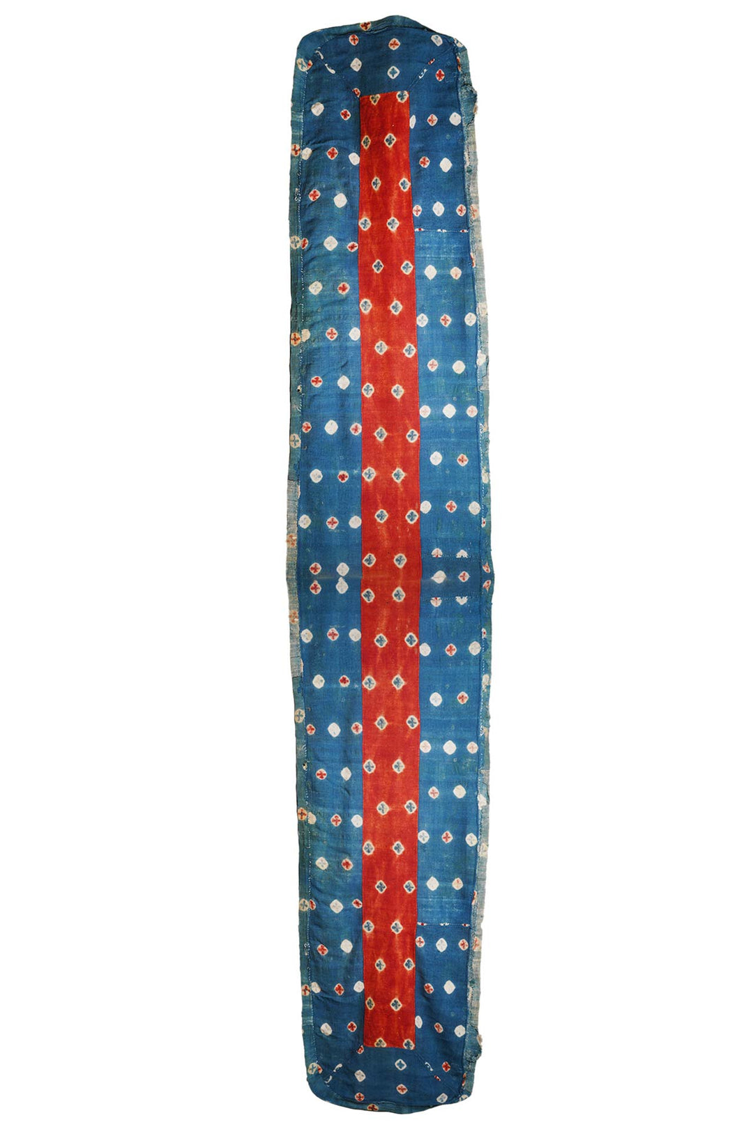 Tibetan Monastic Meditation Runner | Indigo & Cinnabar Ritual Textile | Front View