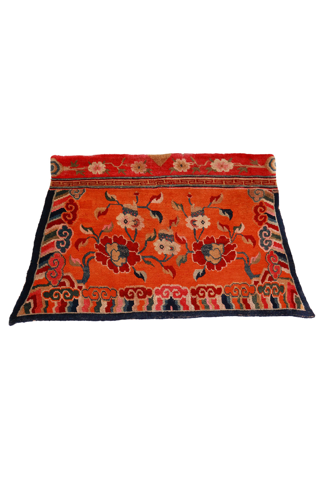 Horse Blanket, Tibetan Rug | Colored Peonies | Front View