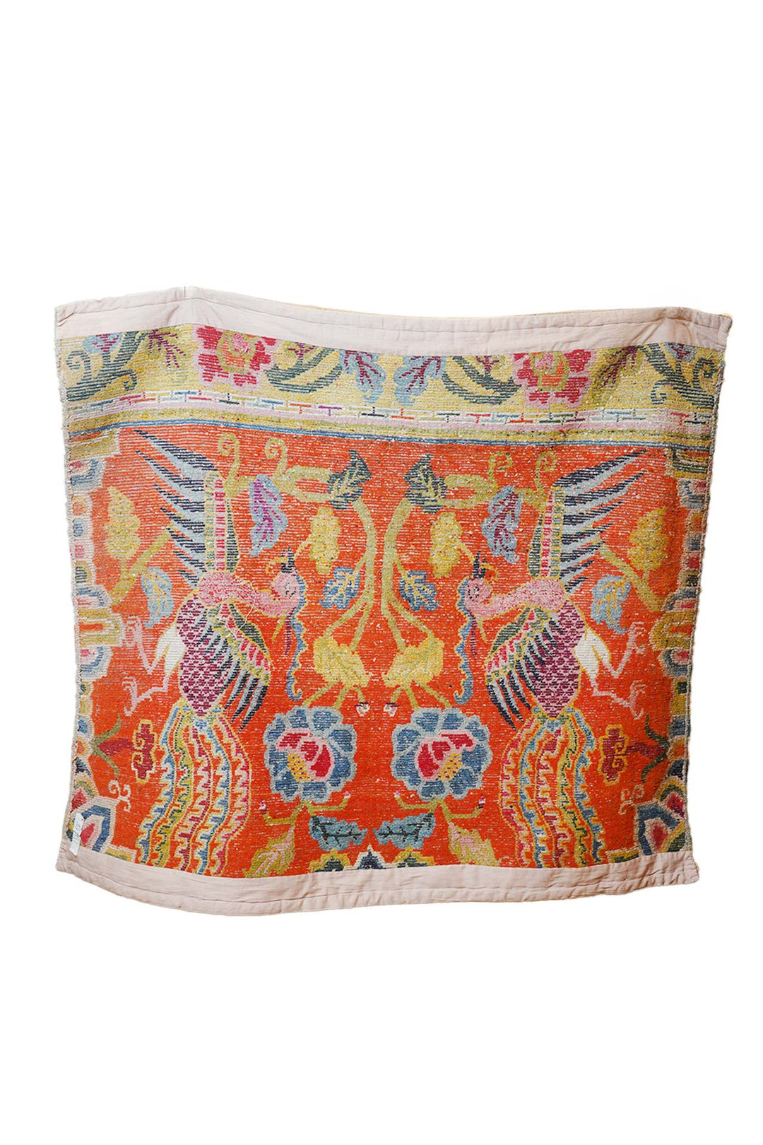 Horse Blanket/Cover, Tibetan Rug | Phoenix &amp; Lotus Ceremonial Design | Back View