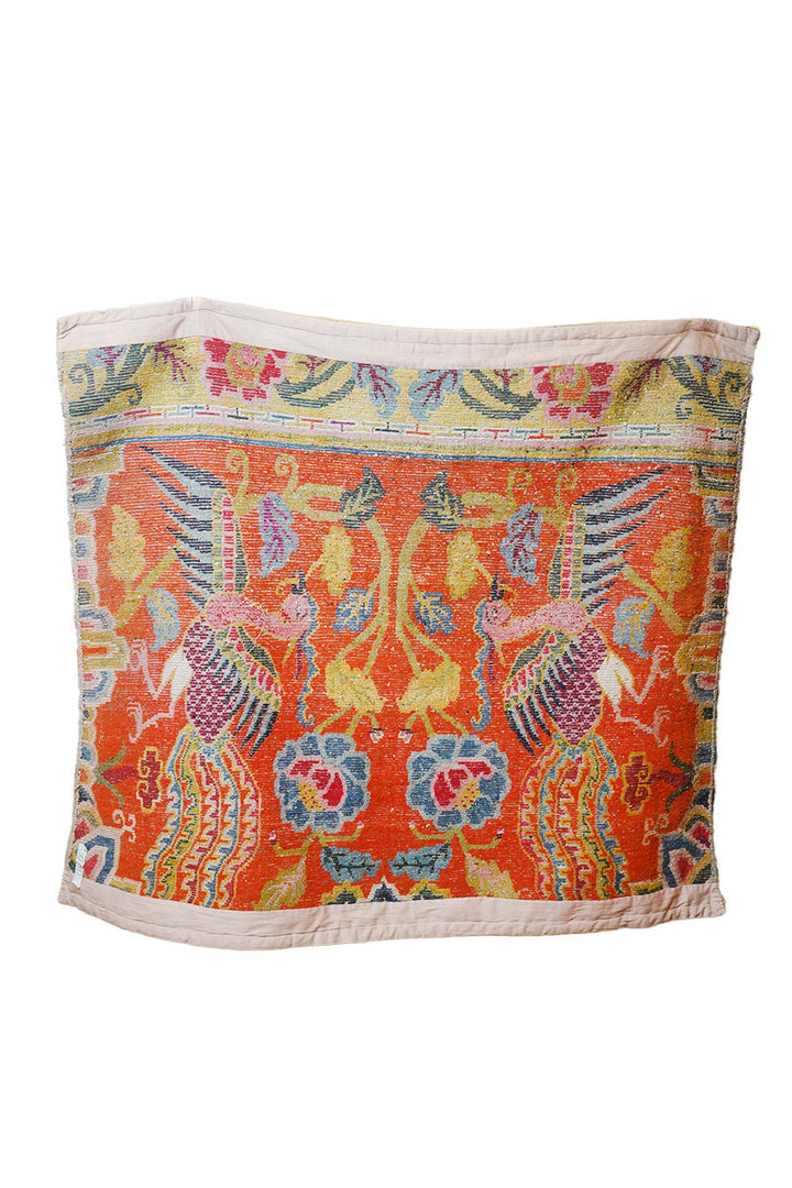 Horse Blanket/Cover, Tibetan Rug | Phoenix &amp; Lotus Ceremonial Design | Back View