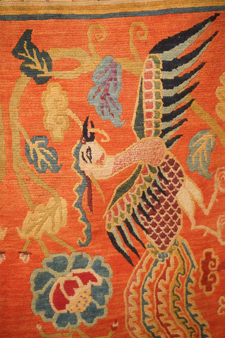 Horse Blanket/Cover, Tibetan Rug | Phoenix &amp; Lotus Ceremonial Design | Detail View
